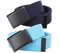 YunYunStrap Ceinture homme grande taille jusqu'à 175cm, ceintures tactique en toile avec boucle militaire noire en métal, lot de 2