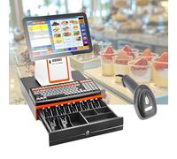 yunzhenzhen Caisse Enregistreuse Intelligente à écran Double 15,6 Pouces Pliable Multi-Angle Clavier de 101 Touches Moniteur de Caisse à écran Tactile LCD Caisse-enregistreuse Tout-en-Un