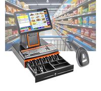 yunzhenzhen Caisse Enregistreuse Intelligente à écran Double Caisse enregistreuse Tout-en-Un Système De Caisses Enregistreuse Pos pour Vente Au Détail, Restaurant écran Tactile 15,6 Pouces