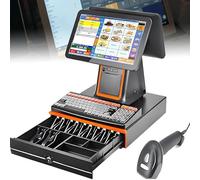 yunzhenzhen Caisse Enregistreuse Intelligente à écran Double Caisse enregistreuse Tout-en-Un Système De Caisses Enregistreuse Pos pour Vente Au Détail, Restaurant écran Tactile 15,6 Pouces