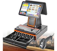yunzhenzhen Caisse enregistreuse Intelligente à écran Unique Multi-Angle Clavier 101 Touches Moniteur Caisse à écran Tactile LCD Tiroir-Caisse en Black-Set Terminal Point Vente Scanner Portable
