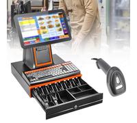 yunzhenzhen Caisse enregistreuse Tactile Double écran 15,6 Pouces Intelligente Tout-en-Un avec Double Écran pour Vente Au Détail Restaurant Scanner Portable Clavier de 101 Touches