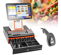yunzhenzhen Caisse enregistreuse Tactile Double écran 15,6 Pouces Intelligente Tout-en-Un avec Double Écran pour Vente Au Détail Restaurant Scanner Portable Clavier de 101 Touches