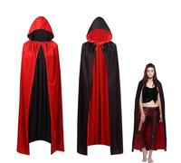 YUNZHISHIYE Cape De Prince D’Halloween, Adultes Masculins Et Féminins Réversibles, Enfants, Cape À Capuchon De Vampire, Soirée À Thème D’Halloween, Soirée Mascarade De Sorcière (Noir rouge140CM)