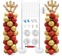 Yunzhou Lot de 2 supports de colonnes de ballons robustes réglables en métal de 2 m avec sacs de lest, tour de ballons réutilisables pour mariage, anniversaire, fête prénatale, remise de diplôme