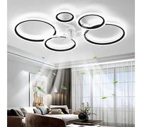 YUNZI Moderne Ventilateur de Plafond avec éclairage avec télécommande, LED 72W Dimmable Plafonnier du Ventilateur Lampe pour Salon Chambre à Coucher Cuisine, 6 Vitesses, Noir 100cm
