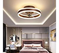 YUNZI Reversible Plafonnier Ventilateur avec Telecommande 6 Vitesses Chambre LED Dimmable Ventilateur De Plafond avec Minuterie Silencieux Moderne Plafonnier Ventilateur,Marron,40cm