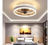 YUNZI Reversible Plafonnier Ventilateur avec Telecommande 6 Vitesses Chambre LED Dimmable Ventilateur De Plafond avec Minuterie Silencieux Moderne Plafonnier Ventilateur,Blanc,40cm