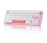 YUNZII AL66 Clavier Mécanique sans Fil, 65% Bouton de Commande en Aluminium Jeu Bluetooth / 2.4G / Filaire Hot Plug Switch RGB pour Win/Mac (Interrupteur à Lait, Rose)