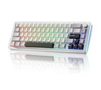YUNZII AL66 Clavier Mécanique sans Fil, 65% Bouton de Commande en Aluminium Jeu Bluetooth / 2.4G / Filaire Hot Plug Switch RGB pour Win/Mac (Interrupteur à Lait, Argent)
