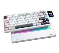 YUNZII AL80 Clavier Mécanique sans Fil, Tout Aluminium CNC, Smart LCD Display, Hot Plug Spacer Mount 75% Layout, avec Bouton, BT/2.4G/USB-C, QMK/Via Support for Win/Mac (Silver, Zero Linear)
