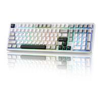 YUNZII AL98 Clavier Mecanique Gamer sans Fil, Clavier Gaming en Aluminium, BT/2.4Ghz/USB-C, RGB Rétroéclairé, QMK/Via, Hot-Swap Touches en PBT pour Win/Mac (Blanc, Milk V2 Linear Switch)