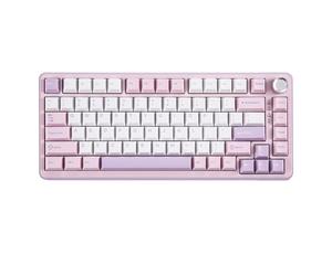 YUNZII B75 Pro Clavier Mécanique sans Fil, 75% Game Keyboard Hot Swap Custom avec Knob, Pre-lubed Switches RGB, BT/Type-C/2.4G(Cocoa Cream V2 Switch,Violet)