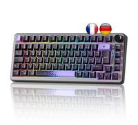 YUNZII B75 Pro ISO FR & DE Clavier Gamer sans Fil (Noir Violet, Milk V2)