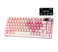 YUNZII B75 Pro Max QMK/Via Clavier Mecanique sans Fil, 75% Disposition avec Écran TFT et Molette, Gasket Hot Swap Switch Pré-lubrifiés, RGB, BT/Filaire/2,4G pour Win/Mac (Rose Cœur, Cocoa Cream V2)
