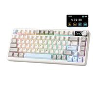 YUNZII B75 Pro Max QMK/Via Clavier Mecanique sans Fil, 75% Disposition avec Écran TFT et Molette, Gasket Hot Swap Switch Pré-lubrifiés, RGB, BT/Filaire/2,4G pour Win/Mac (Beige, Cocoa Cream V2)
