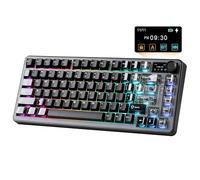 YUNZII B75 Pro Max QMK/Via Clavier Mecanique sans Fil, 75% Disposition avec Écran TFT et Molette, Gasket Hot Swap Switch Pré-lubrifiés, RGB, BT/Filaire/2,4G pour Win/Mac (Noir, Milk V2)