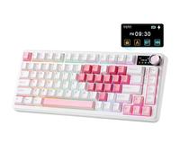 YUNZII B75 Pro Max QMK/Via Clavier Mecanique sans Fil, 75% Disposition avec Écran TFT et Molette, Gasket Hot Swap Switch Pré-lubrifiés, RGB, BT/Filaire/2,4G pour Win/Mac(Blanc Cœur, Candy Switch)