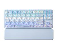 YUNZII B87 Clavier Mécanique sans Fil, QMK/Via Custom Keyboard de Jeu TKL Disposition 87 Touches, BT/2.4G/USB-C Hot Swappable, RGB, avec Wrist Rest pour Win/Mac (Blue, Cocoa Cream v2)