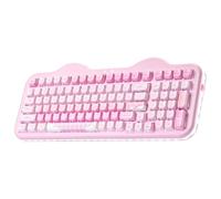 YUNZII C98 Clavier Mécanique sans Fil avec Pavé Numérique, Touches Transparentes Mao à Oreilles de Chat, BT5.0/2.4G/USB-C, Gasket, RGB Personnalisable, US-QWERTY Layout (Pink, Candy-Linear)