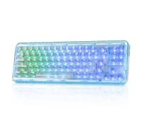 YUNZII X71 Clavier Gamer Mécanique avec Touches Transparentes, Bluetooth 5.0/2.4G/USB-C Clavier de Jeu Filaire 68% Layout, Gasket Mount Clavier sans Fil RGB pour Win/Mac (Crystal Ice Switch, Cyan)