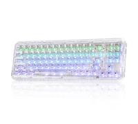 YUNZII X71 Clavier Gamer Mécanique avec Touches Transparentes, Bluetooth 5.0/2.4G/USB-C Clavier de Jeu Filaire 68% Layout, Gasket Mount Clavier sans Fil RGB pour Win/Mac (Crystal Ice Switch, White)