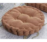 YUNZLAN Coussin de Sol, Coussin de méditation carré et Rond, Coussin de siège en Velours côtelé, Coussin de Chaise décoratif (15.8×15.8inch ×40cm, Café, Rond)