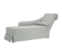 YUOGHRTFE Chaise longue avec accoudoir droit et traversin de nuque, housse en velours gris clair, canapé confortable avec mousse hautement élastique pour salon, chambre à coucher ou bureau