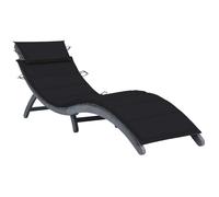 YUOGHRTFE Chaise longue pliable en bois massif avec coussin gris, chaise longue de jardin en bois d'acacia pour terrasse et jardin, chaise longue pliable avec design ergonomique et coussin fixe