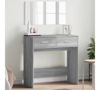 YUOGHRTFE Coiffeuse avec miroir gris sonoma 80 x 39 x 80 cm, coiffeuse moderne en bois avec beaucoup d'espace de rangement pour maquillage et bijoux, design droit avec forme symétrique
