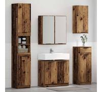 YUOGHRTFE Ensemble de 5 armoires de salle de bain en bois - Meuble de | Aspect moderne, beaucoup d'espace de rangement, variantes d'armoire flexibles, matériau robuste, facile à nettoyer