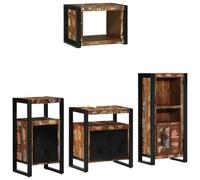 YUOGHRTFE Ensemble de meubles de salle de bain 4 pièces Multicolore et noir | Montage mural, gain de place, porte en bois, cadre en fer, minimaliste, aspect moderne, compartiments flexibles