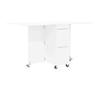 YUOGHRTFE Esstisch 140 x 80 x 77 cm Holzwerkstoff Weiß | Extensible, espace de rangement intégré, design anti-basculement, pour salon ou cuisine