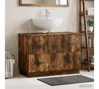 YUOGHRTFE HOORN Meuble de lavabo en chêne fumé 82 x 41 x 56 cm | Résistant à l'humidité, fixation murale incluse, plusieurs compartiments, profil fin, nettoyage facile
