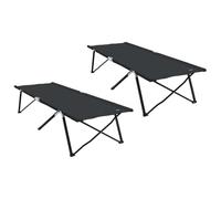 YUOGHRTFE Lot de 2 lits pliants de camping - Noir - 206 x 76 x 74 cm