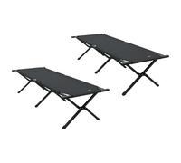 YUOGHRTFE Lot de 2 lits pliants pour camping Noir 193 cm | Tissu Oxford, cadre en acier, pliable, résistant aux intempéries, résistant aux UV, pour l'extérieur