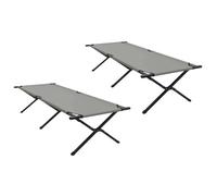 YUOGHRTFE Lot de 2 lits pliants pour le camping Gris 210 x 80 x 46 cm | tissu Oxford, cadre en acier, pliable, résistant aux UV, facile à nettoyer, pour l'extérieur