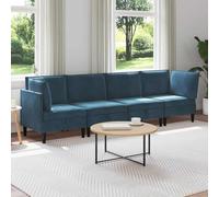 YUOGHRTFE Lot de 4 meubles de salon en velours bleu avec sièges rembourrés et espace de rangement, design coussin de coffre avec rembourrage en mousse, siège ergonomique en contreplaqué et velours
