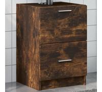 YUOGHRTFE Meuble sous lavabo en chêne fumé 40 x 37 x 59 cm | Stable, résistant à l'humidité, tiroir et compartiment, support mural inclus, surface facile d'entretien