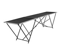 YUOGHRTFE Table à tapisser pliable en MDF aluminium 300 x 60 x 78 cm | Avec marquage de règle, pieds tubulaires en acier en forme de W, capacité de charge de 30 kg, plateau de table noir facile