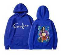 Yuogkk Hoodie Coraline Men's Women's Pullover, Fashion Casual Long Sleeve Sweatshirt Horror Fantasy Printed Jacket Fun Pattern Jacket Vintage Classic Top Role Playing Sportswear-White||XXS