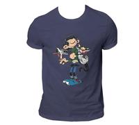 Yuogkk T-Shirt Gaston Lagaffe Hommes Femmes Coton Manches Courtes, Classic Retro Round Neck Sweatshirt Fun Printed Pattern Tank Top Role Play Shirt Fashion Trend Sportswear Loose Top-White||XXS