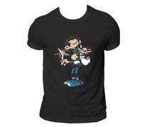 Yuogkk T-Shirt Gaston Lagaffe Hommes Femmes Coton Manches Courtes, Classic Retro Round Neck Sweatshirt Fun Printed Pattern Tank Top Role Play Shirt Fashion Trend Sportswear Loose Top-White||XXS