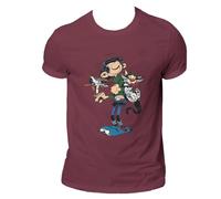 Yuogkk T-Shirt Gaston Lagaffe Hommes Femmes Coton Manches Courtes, Classic Retro Round Neck Sweatshirt Fun Printed Pattern Tank Top Role Play Shirt Fashion Trend Sportswear Loose Top-White||XXS