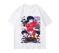 Yuogkk T-Shirt Ranma 1/2, Sweatshirt Graphique, imprimé Amusant, Chemise en Coton à Manches Courtes, col Rond Classique, débardeurs pour Jeux de rôle-Black||XS