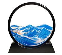 Yuomiker Image de Sable Dynamique - Peinture de Sable qui coule 3D, Sablier en Verre Rond Cadre Sable mouvant, image d'art de sable en mouvement pour la décoration de Bureau Maison(Bleu, 7 Pouces)