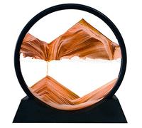 Yuomiker Image de Sable Dynamique - Peinture de Sable qui coule 3D, Sablier en Verre Rond Cadre Sable mouvant, image d'art de sable en mouvement pour la décoration de Bureau Maison(Jaune, 12 Pouces)
