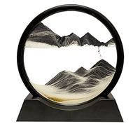 Yuomiker Image de Sable Dynamique - Peinture de Sable qui coule 3D, Sablier en Verre Rond Cadre Sable mouvant, image d'art de sable en mouvement pour la décoration de Bureau Maison(Noir, 7 Pouces)