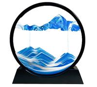 Yuomiker Images de Sable Rotatives 3D Dynamiques, Cadre en Verre Rond de Peinture de Sable Fluide, Décoration Relaxante pour Bureau, Maison, Art de Bureau(Bleu, 7 Pouces)