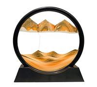 Yuomiker Images de Sable Rotatives 3D Dynamiques, Cadre en Verre Rond de Peinture de Sable Fluide, Décoration Relaxante pour Bureau, Maison, Art de Bureau(Jaune, 12 Pouces)